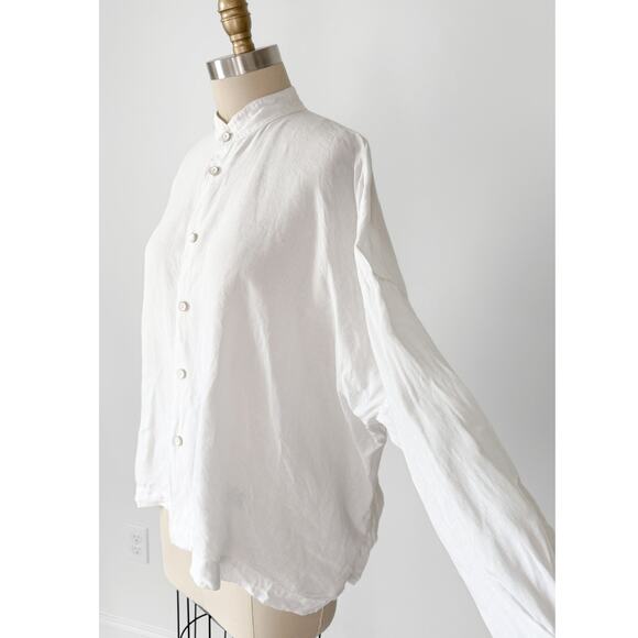 Eskandar White Linen Button Down A-Line Wide Top size 0 or S/M - Picture 7 of 9